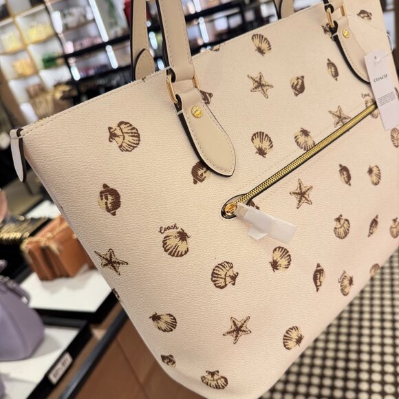 coach Gallery Tote Bag With Shell Print cbm12 - Picture 3 of 9
